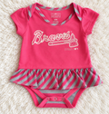 Atlanta Braves pink baby girl bodysuit dress size 6 to 9 months