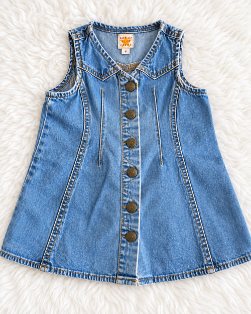 Baby Gap denim sleeveless dress front