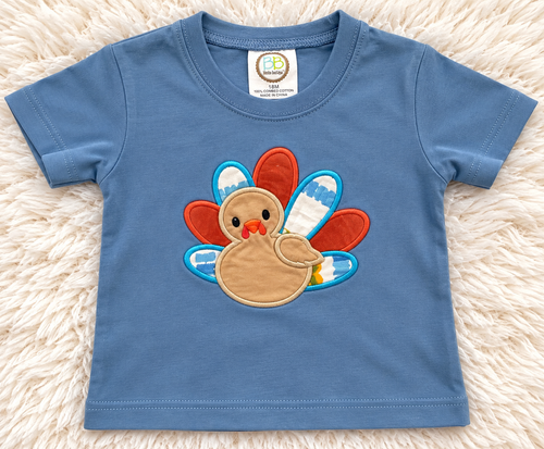 Blanks Boutique blue turkey applique shirt size 18 months