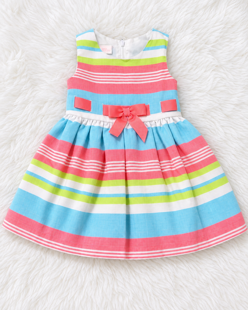 Bonnie Baby pastel striped dress size 18 months front view