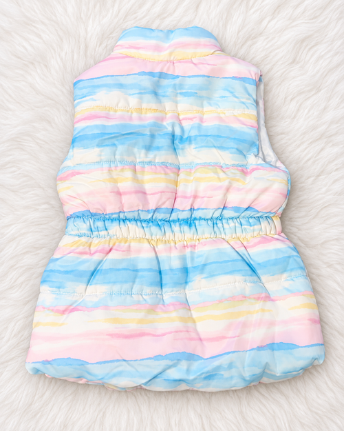 Calvin Klein pastel striped puffer vest size 3T back view