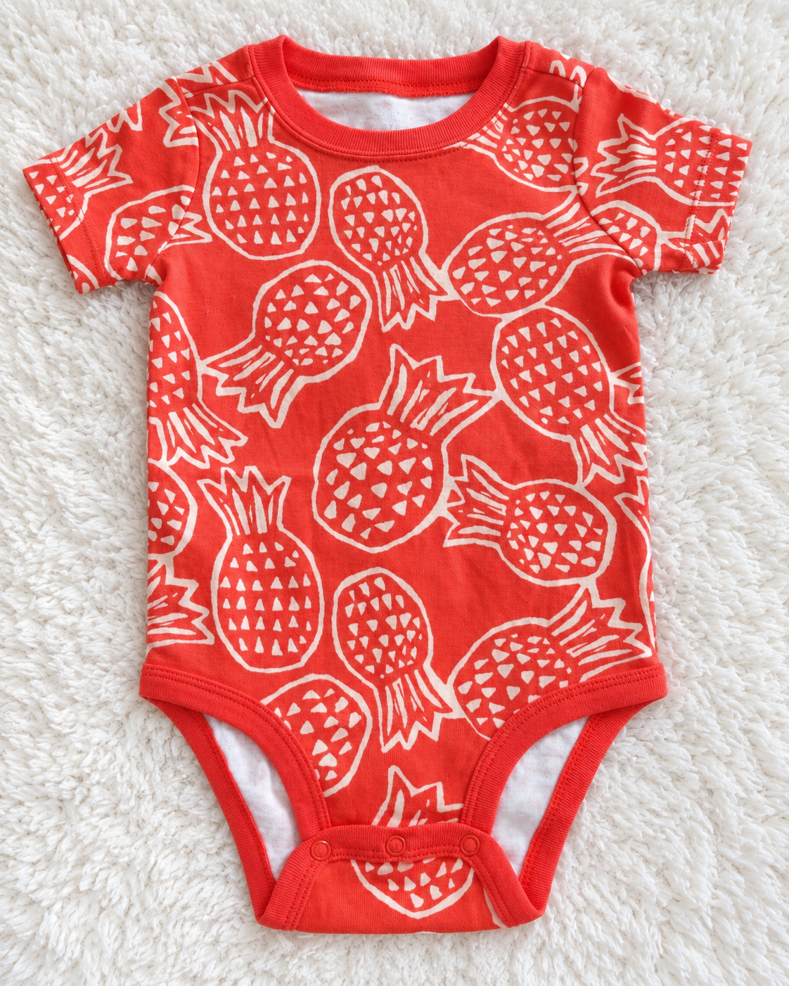 Carter's coral pineapple print short sleeve bodysuit size 18 months front