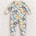 Carter's Child of Mine floral fleece footed sleeper, size 3-6 months, on white rug