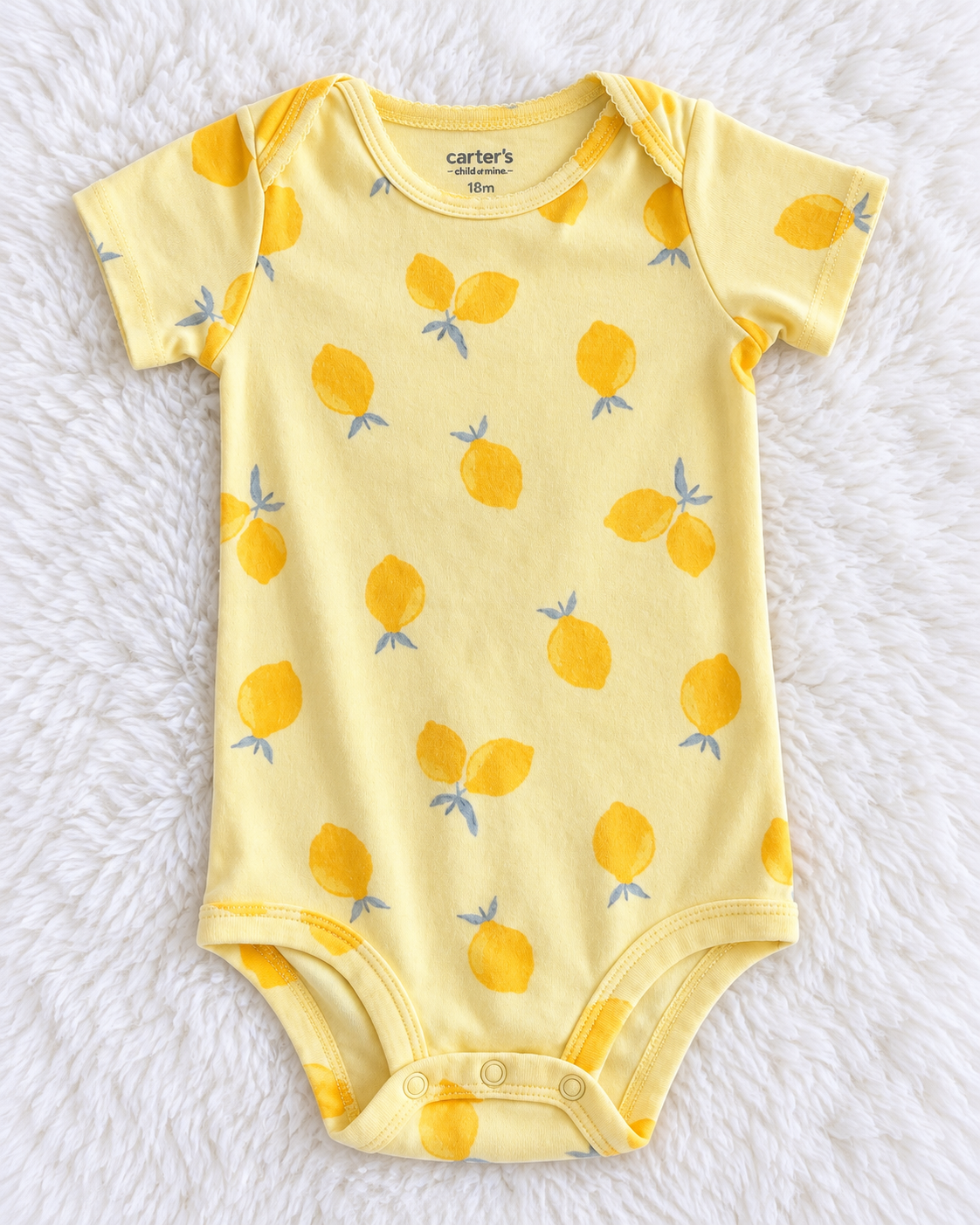 Carter's Child of Mine yellow lemon print bodysuit size 18 months