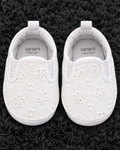 Carter's white eyelet baby shoes size 0-3 months front view