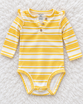 Carter's yellow and white striped long-sleeve bodysuit, size 6 months