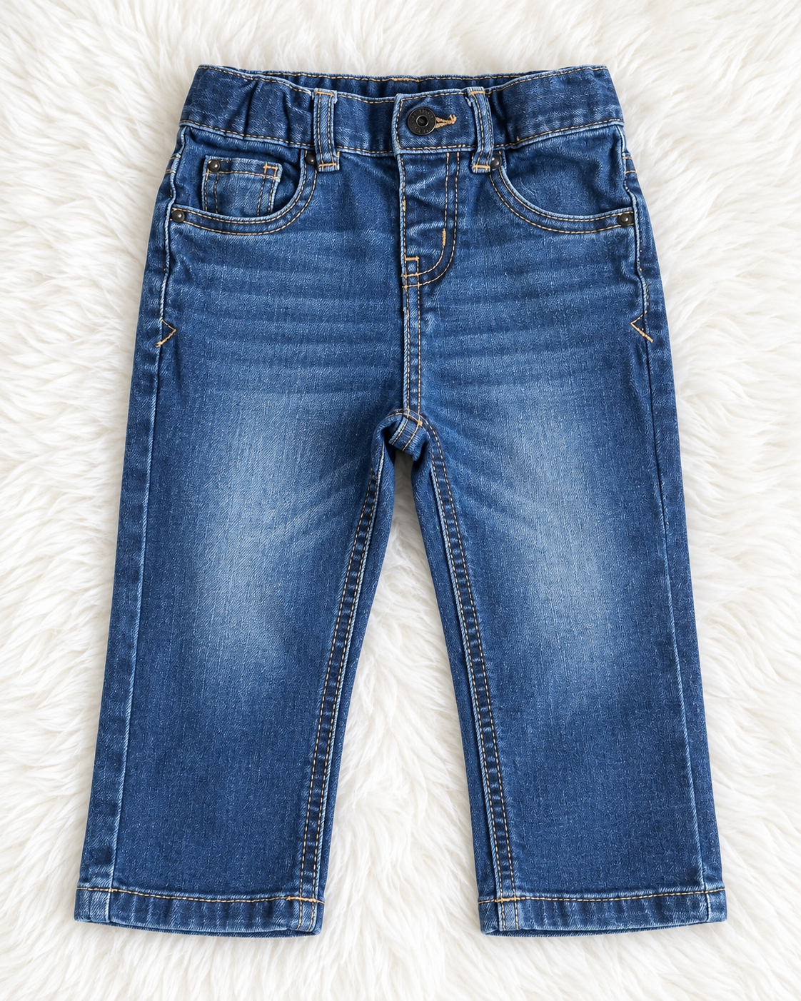 Cat & Jack toddler blue straight-leg jeans size 18 months front view