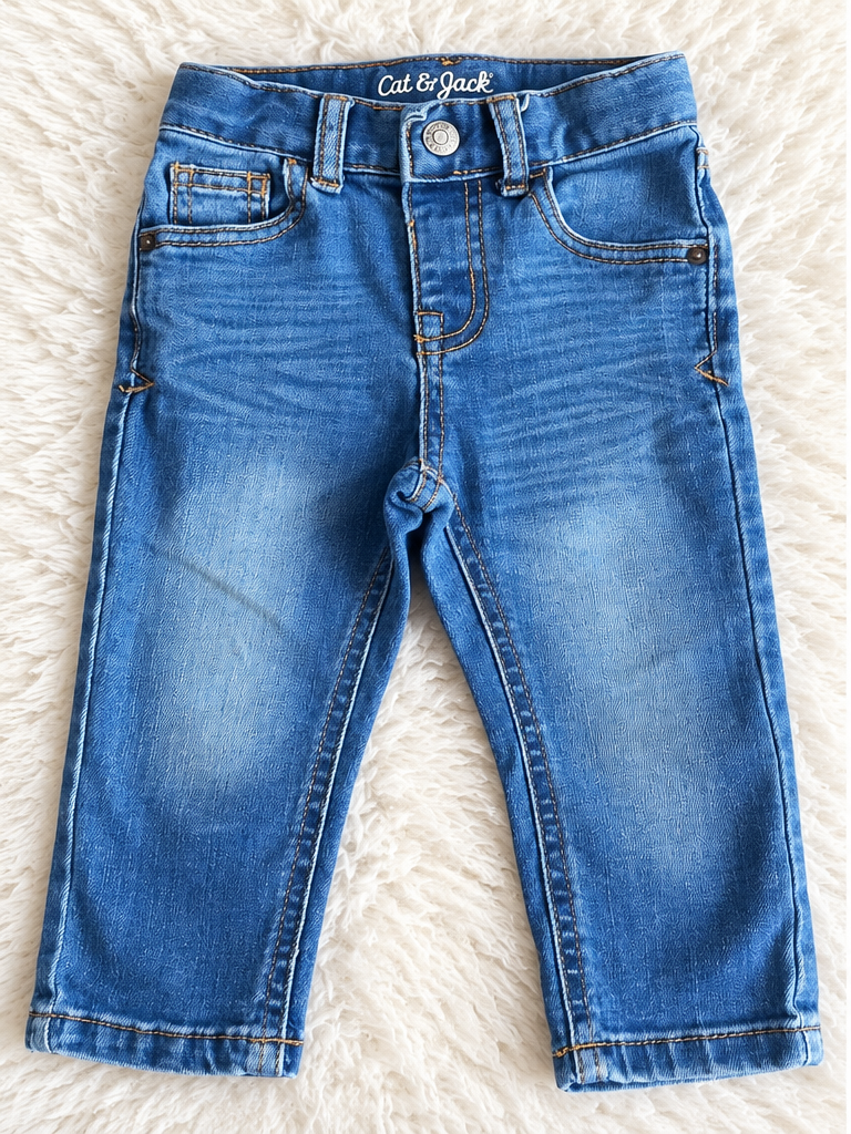 Cat & Jack toddler blue jeans size 18 months front view