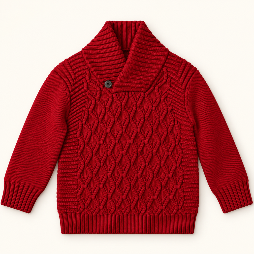 Cat & Jack red cable-knit kids sweater front view, size 5T