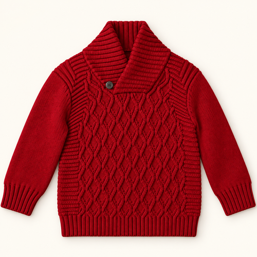 Cat & Jack red cable-knit kids sweater front view, size 5T