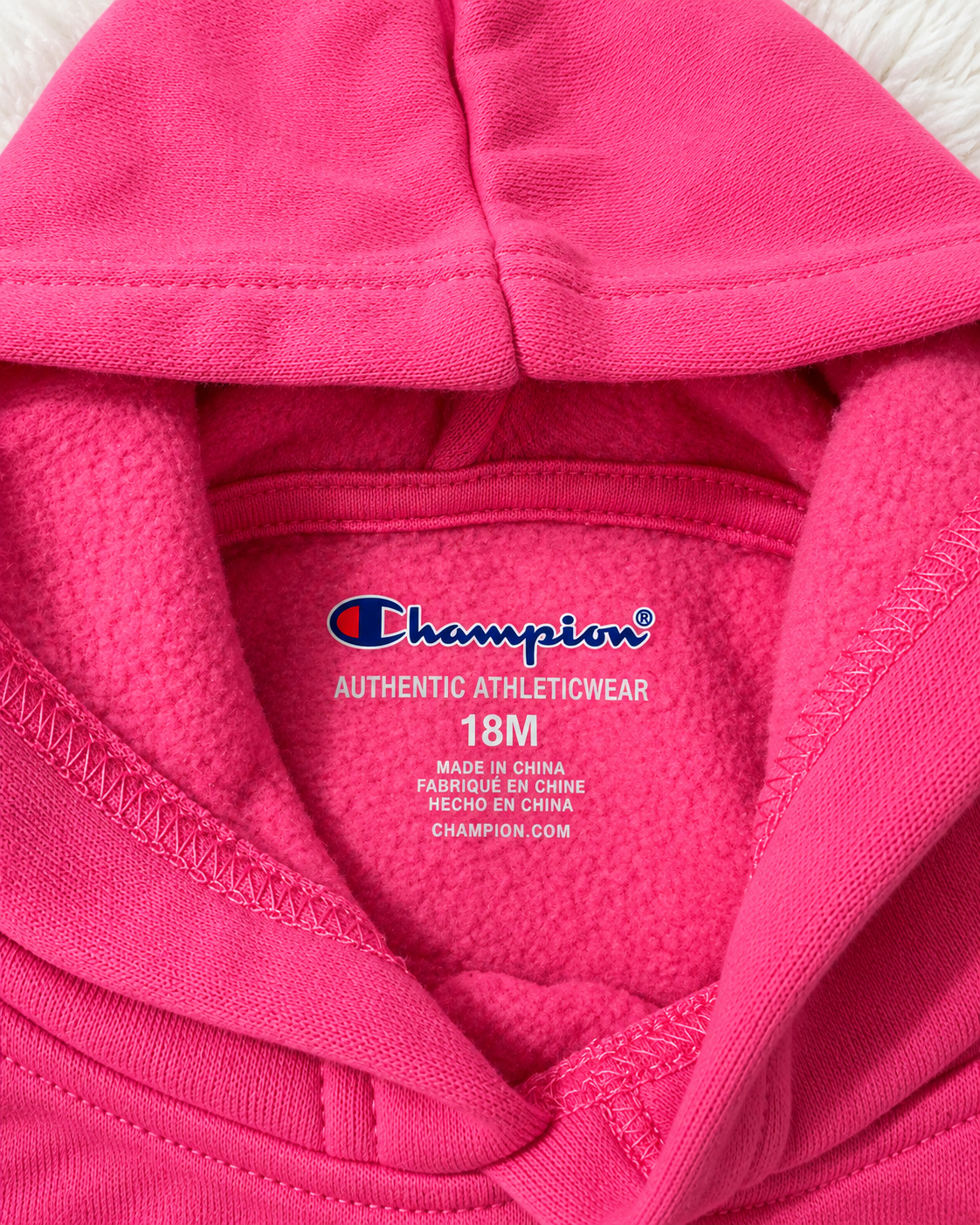 Champion hoodie size 18 months label
