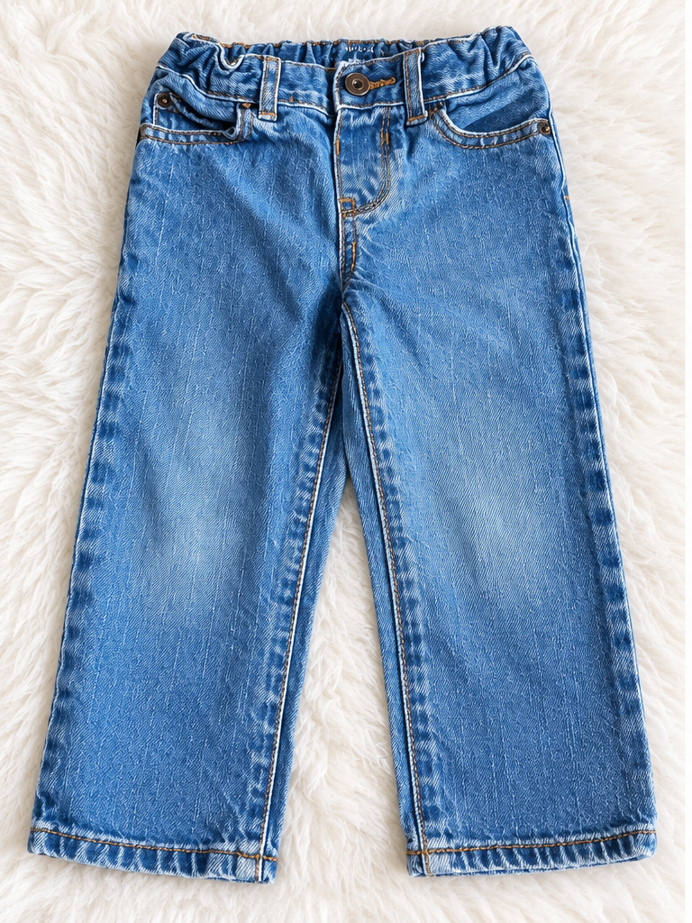 The Children's Place toddler boys straight-leg blue jeans size 2T front view
