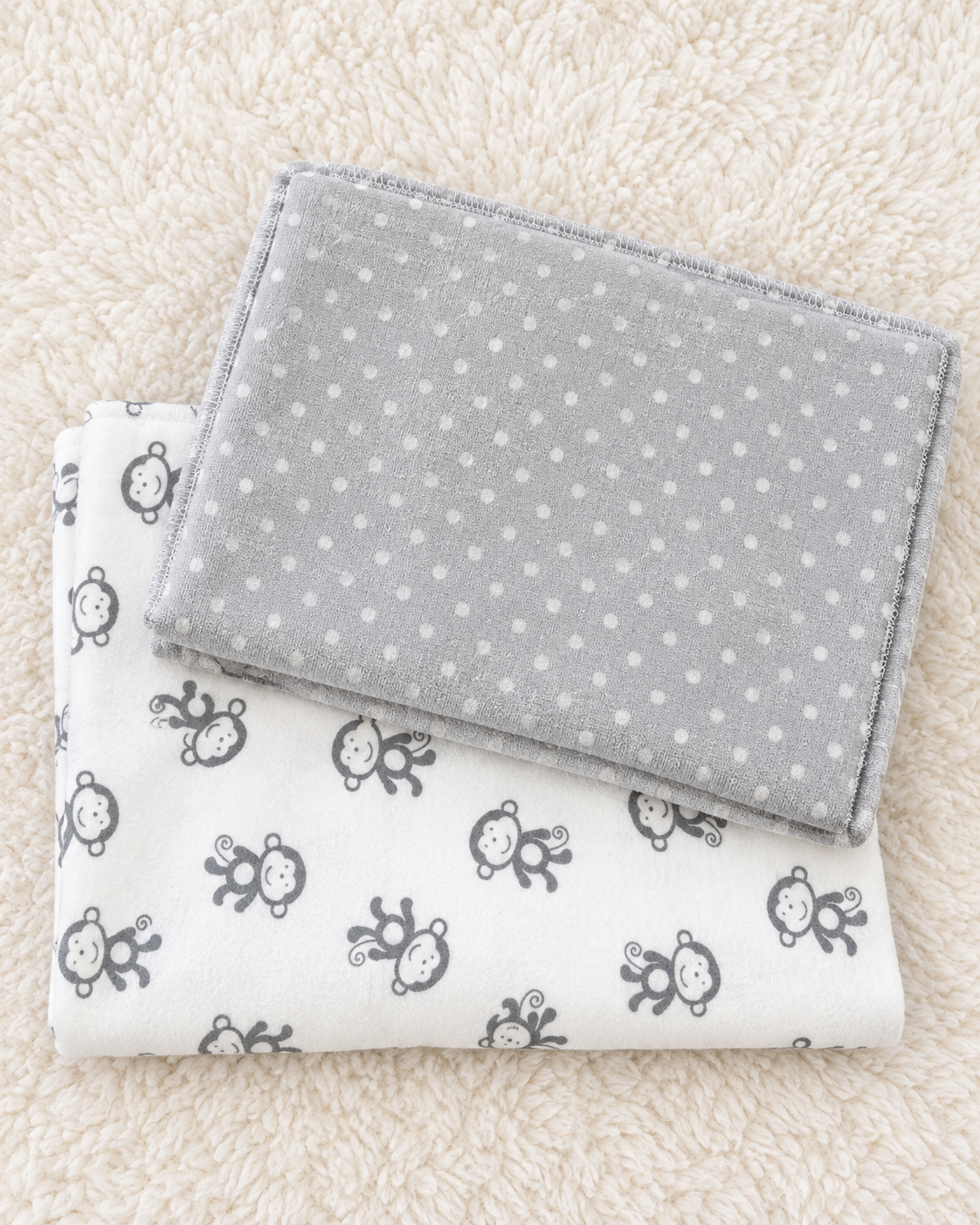 Circo gray polka dot and monkey print baby blanket set
