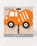 Orange construction truck wall hook on white rug