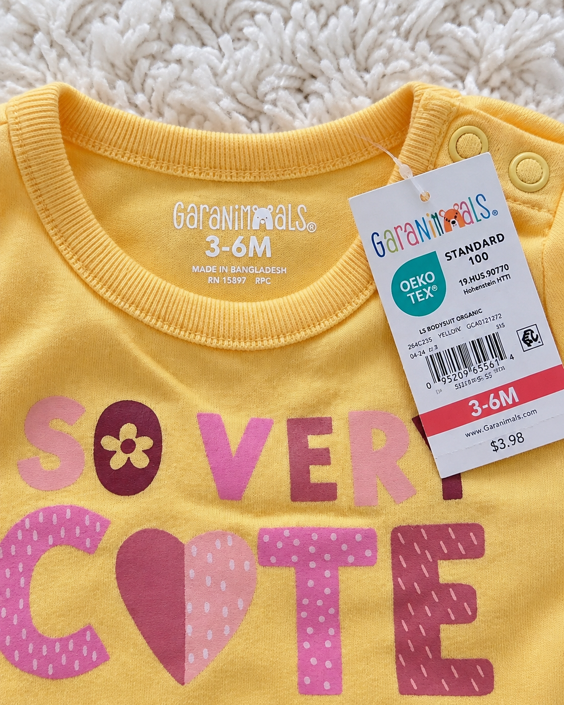 Garanimals 3-6M label and retail tag