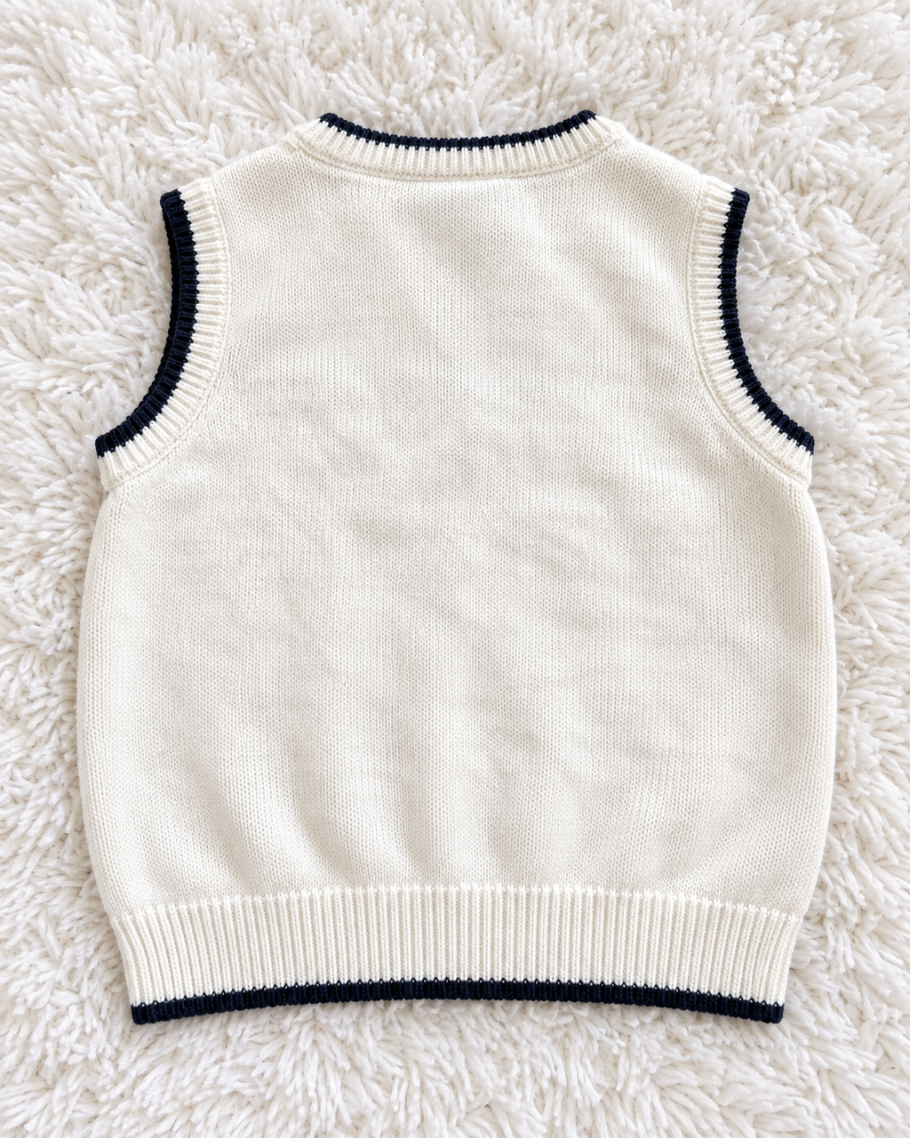 Cream reindeer sweater vest size 3T back