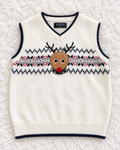 Cream reindeer sweater vest size 3T front