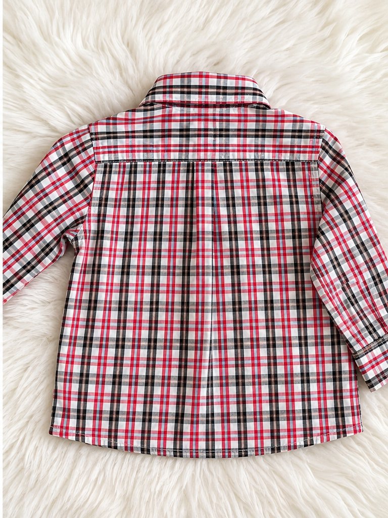 Goodlad toddler plaid long-sleeve button-up shirt size 24 months back view