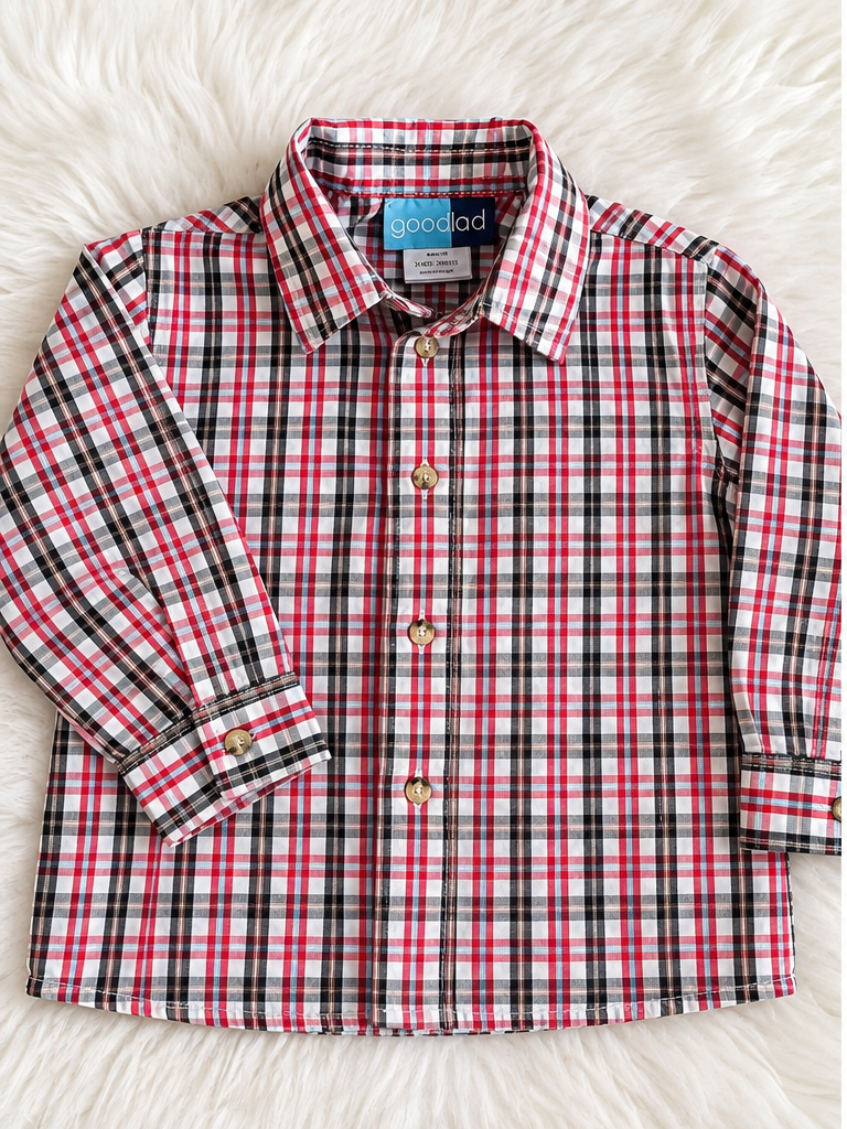 Goodlad toddler plaid long-sleeve button-up shirt size 24 months front view