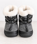 Goumi Baby black and grey toddler boots front view, size 6