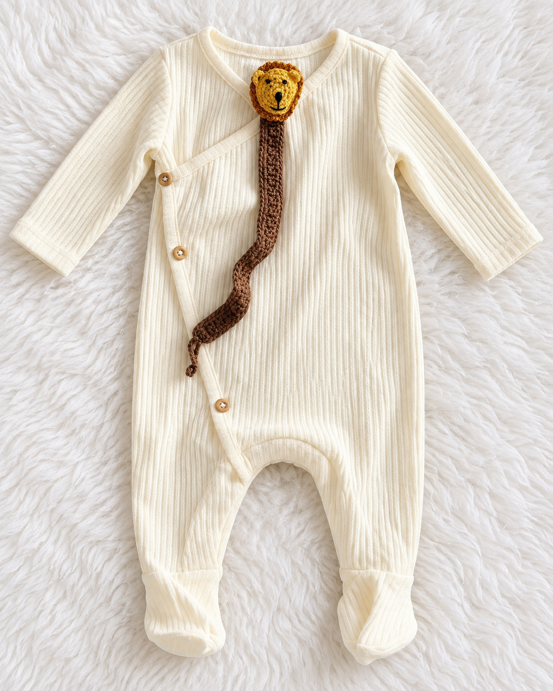 Grayson Collective white ribbed lion footed romper size 0-3 months front
