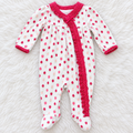 Gymboree strawberry print ruffle footed sleeper, size 3-6 months