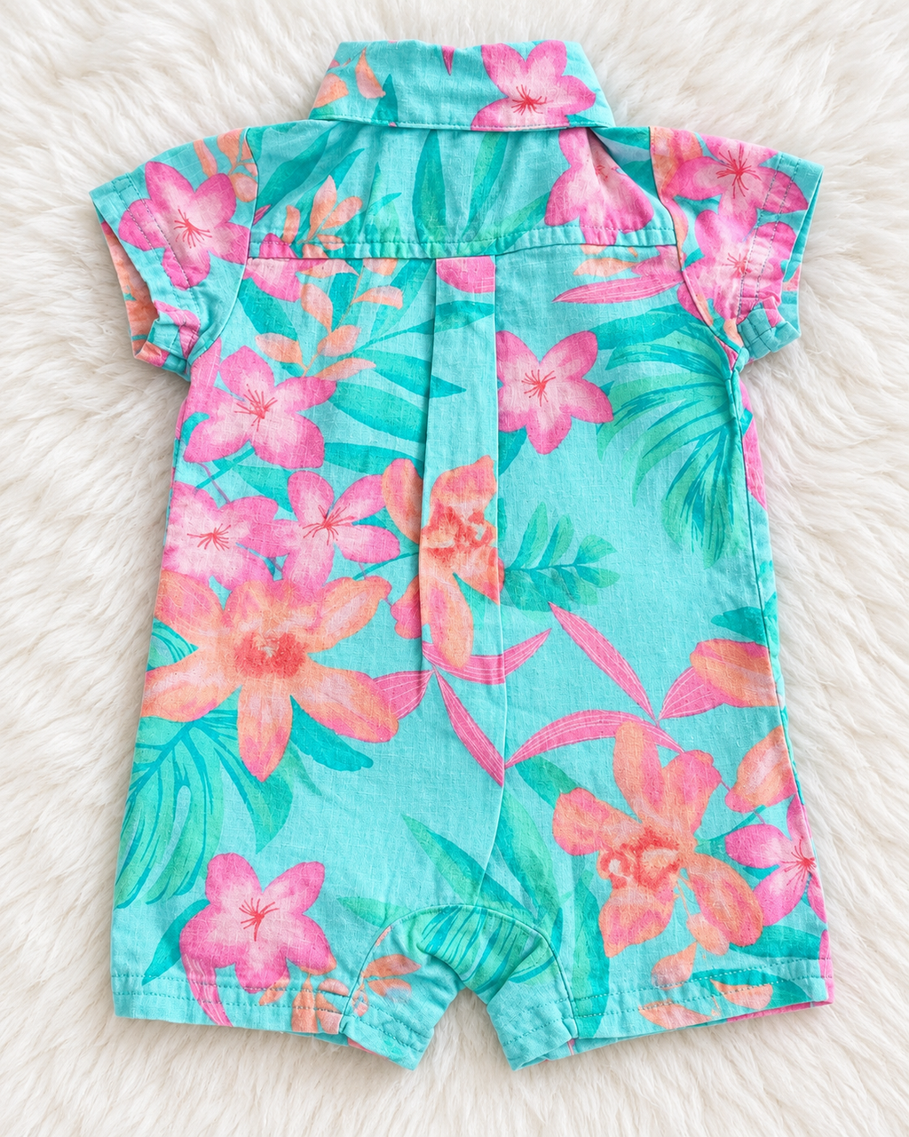 Gymboree turquoise floral romper size 0-3 months back