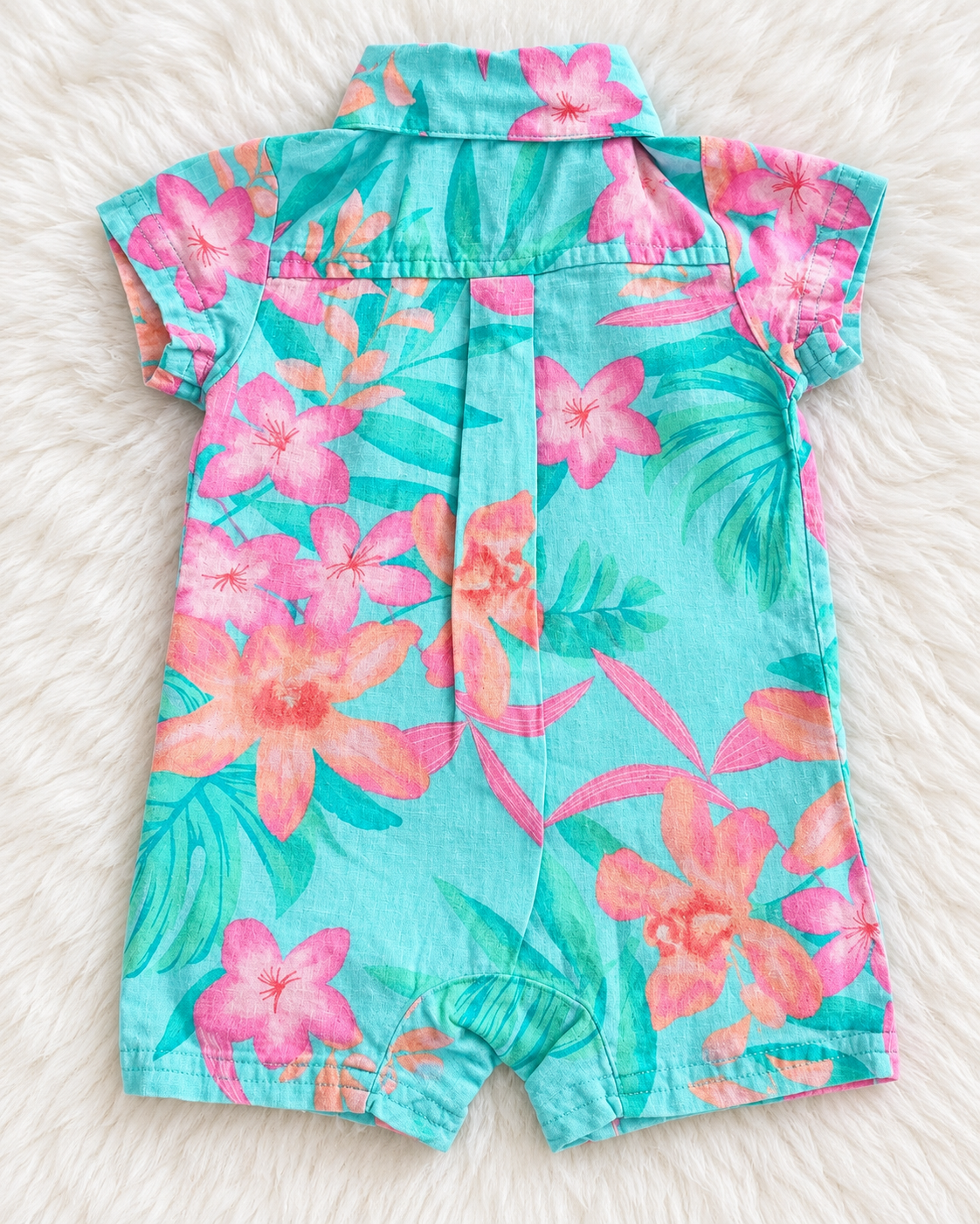 Gymboree turquoise floral romper size 0-3 months back
