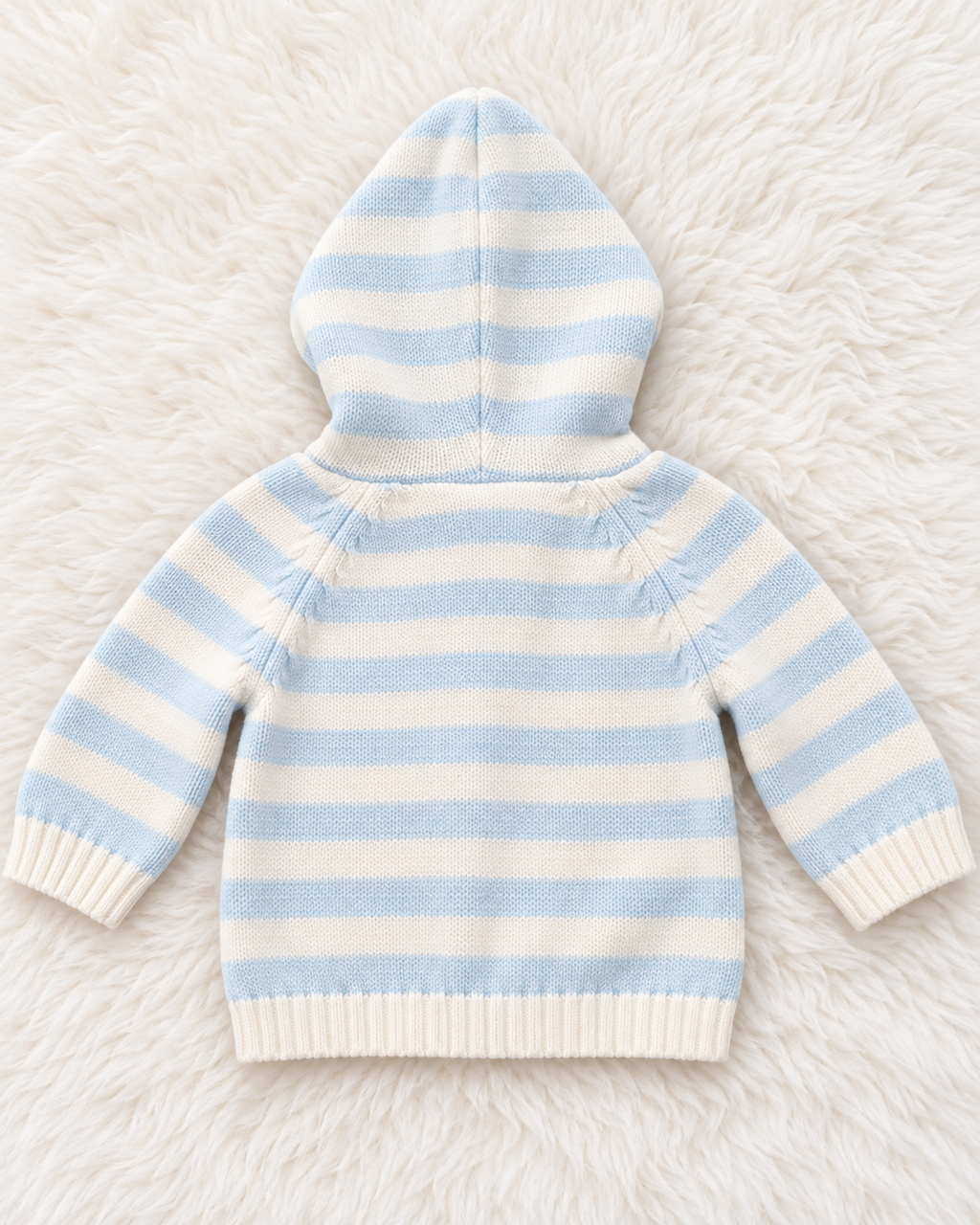 Just One You by Carter's blue and white striped hooded cardigan size 3 months back view