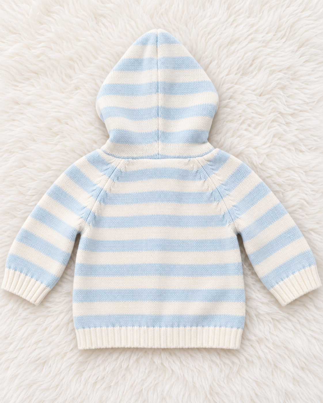 Just One You by Carter's blue and white striped hooded cardigan size 3 months back view