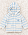 Just One You by Carter's blue and white striped hooded cardigan size 3 months front view