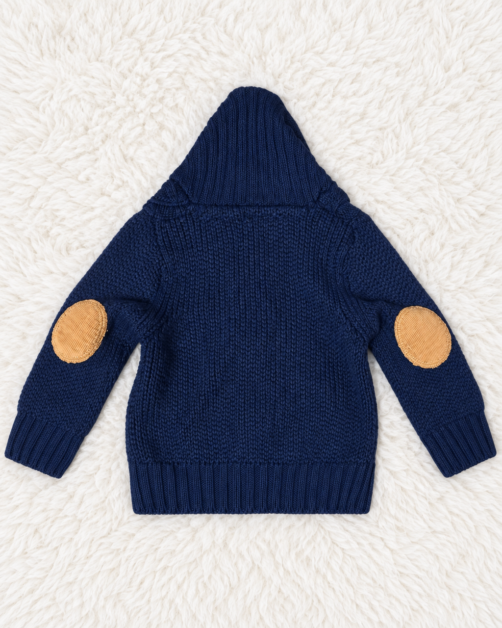 Little Lad navy hooded cardigan size 12 months back view