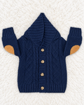 Little Lad navy hooded cardigan size 12 months front view