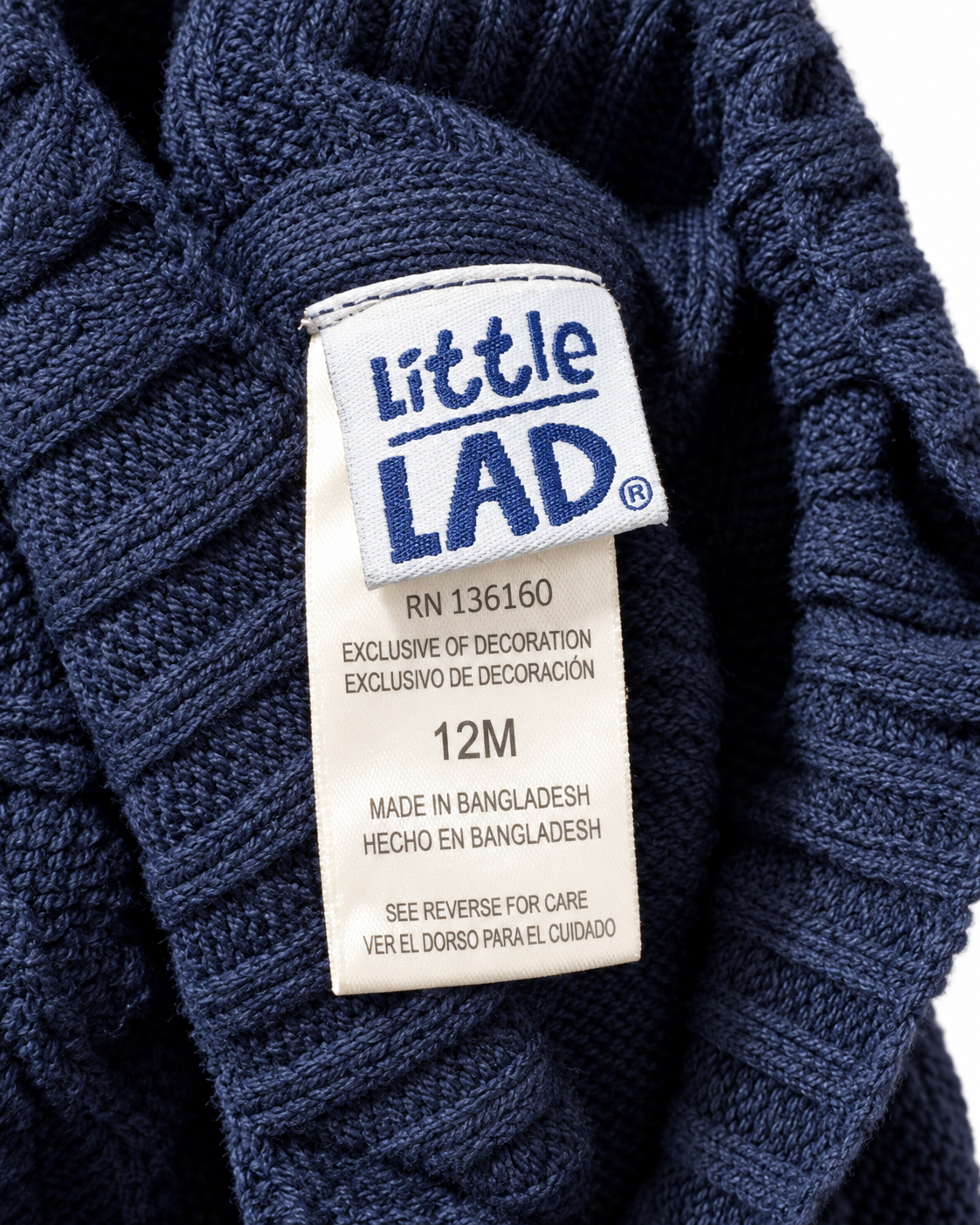 Little Lad size 12 months garment label