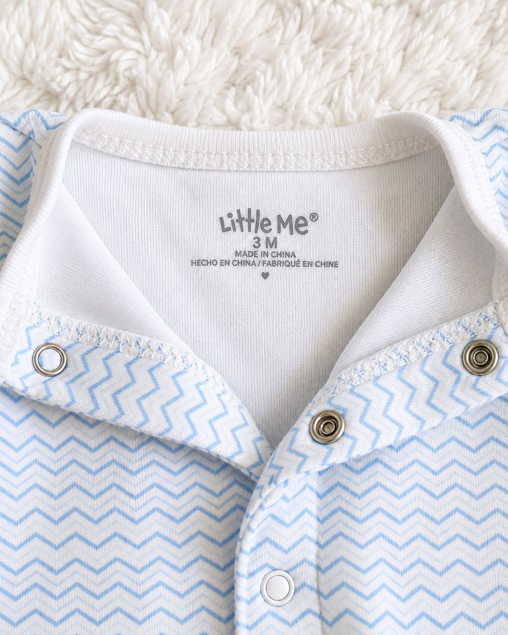 Little Me 3 month sleeper label detail