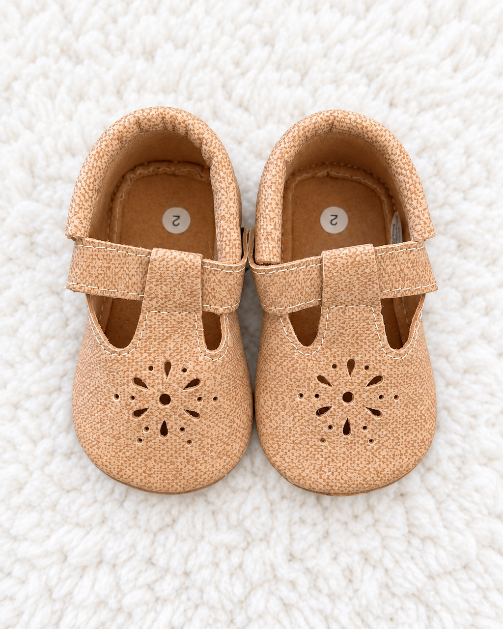 Little Steps tan baby shoes size 2 front view