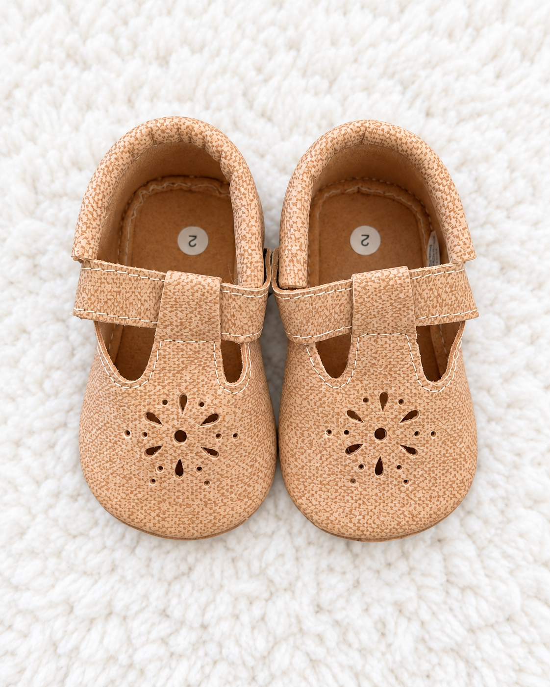 Little Steps tan baby shoes size 2 front view