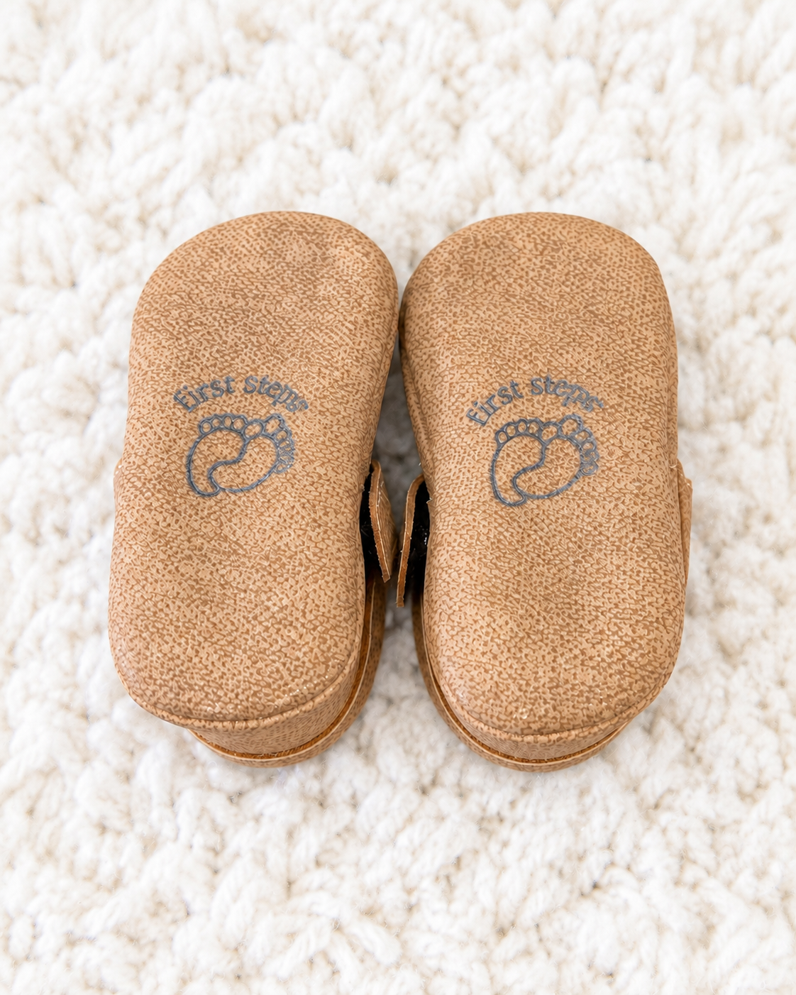 Little Steps tan baby shoes size 2 sole view
