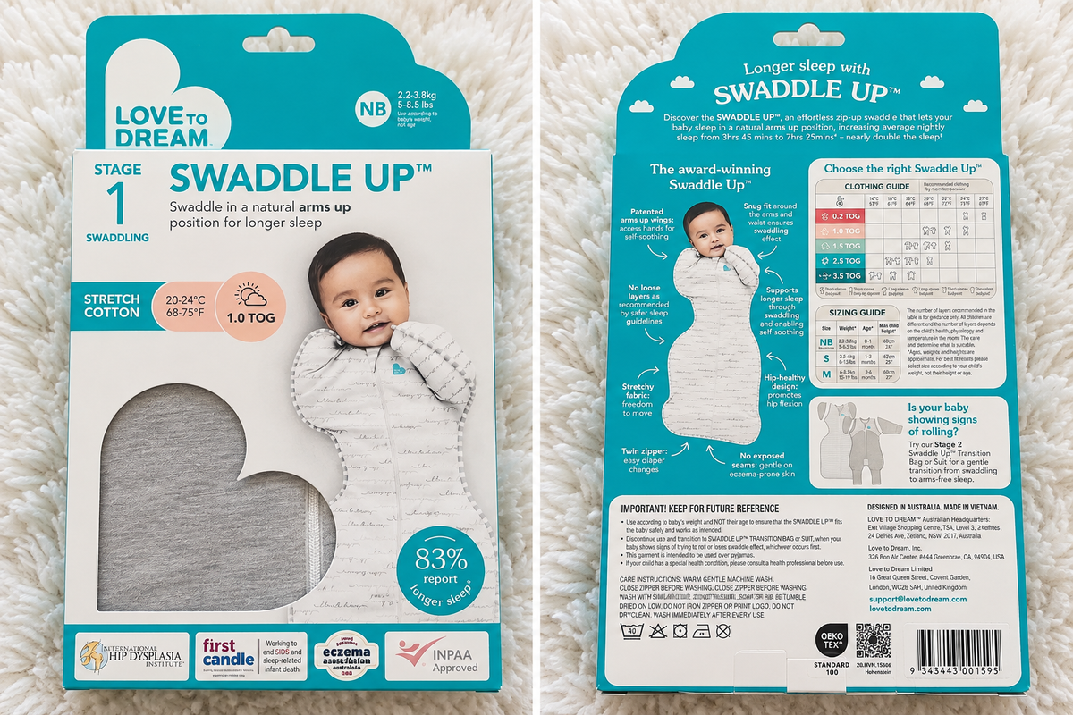 Love to Dream Swaddle Up Stage 1 newborn 1.0 TOG packaging