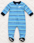 Nike blue striped footed sleeper size 6 months front view