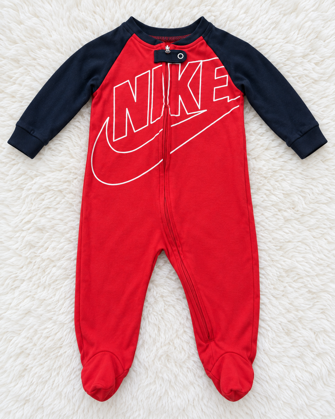 Nike red and navy footed sleeper size 6 months