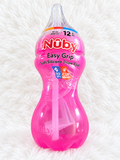 Nuby pink Easy Grip soft silicone straw cup 12 months plus 10 ounce