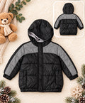Old Navy black and grey kids puffer jacket front view, size 3T