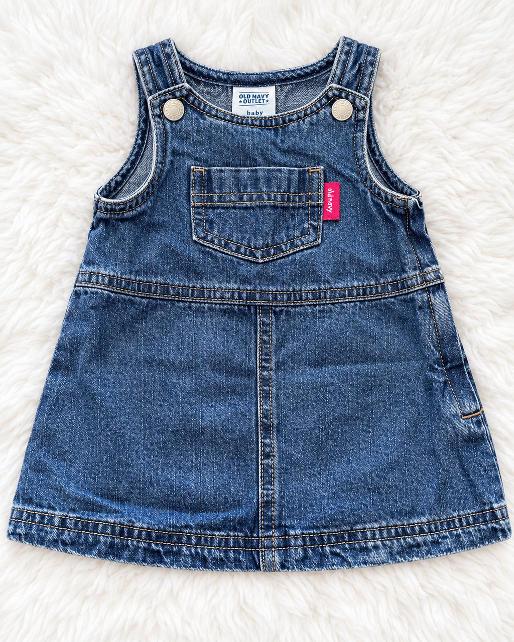 Old Navy denim jumper dress, size 0-3 months