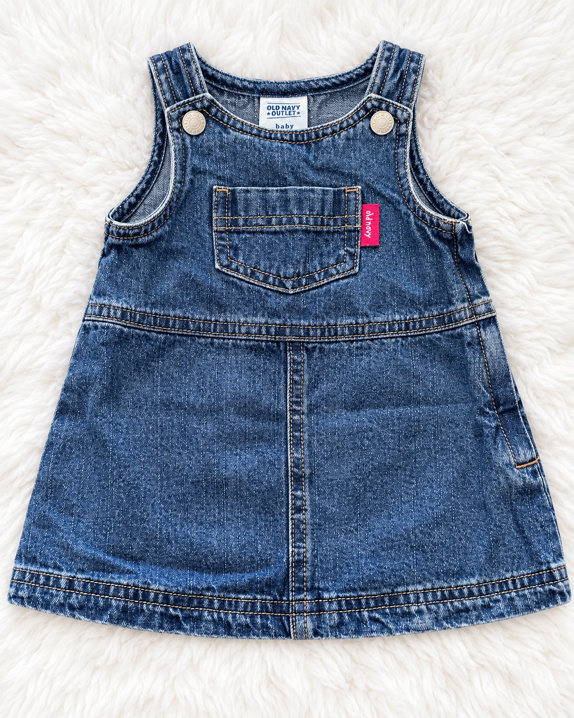 Old Navy denim jumper dress, size 0-3 months