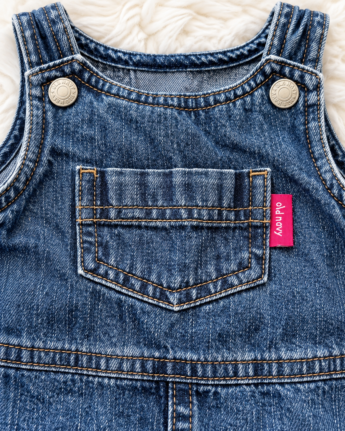 Old Navy denim jumper dress chest pocket detail