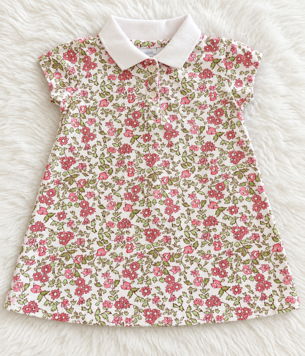 Old Navy floral polo baby girl dress, size 6-12 months
