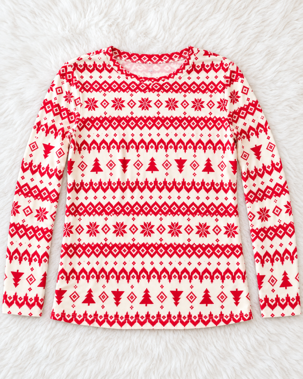 Old Navy red and cream holiday long sleeve shirt size 5T front view