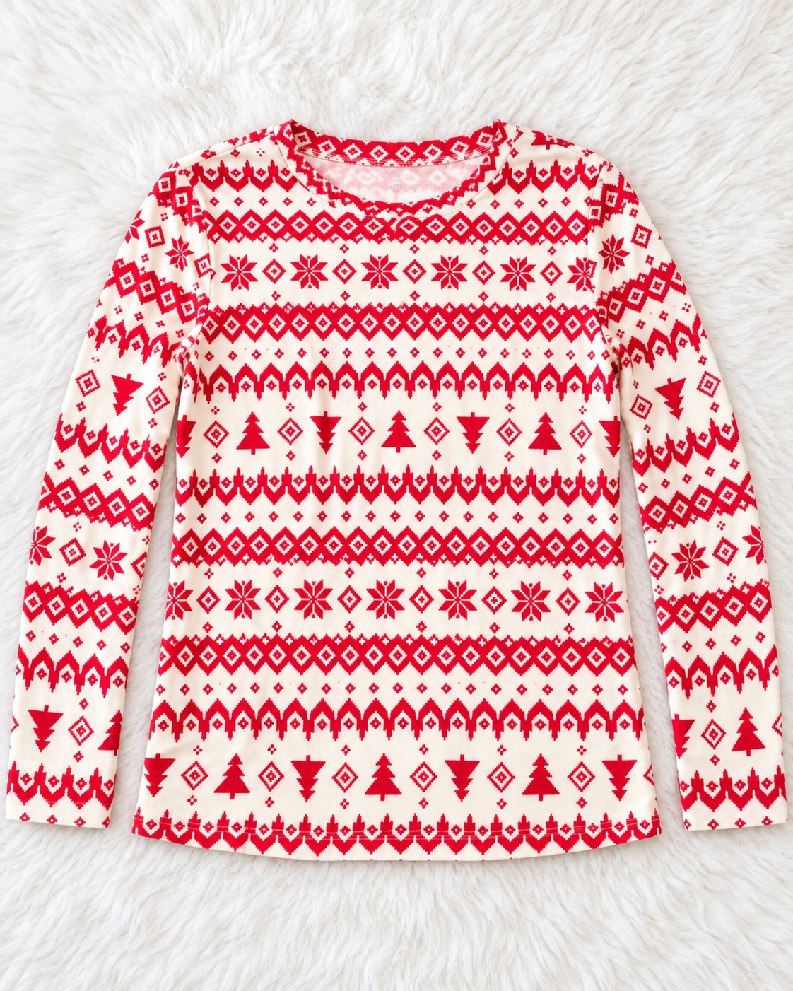 Old Navy red and cream holiday long sleeve shirt size 5T front view
