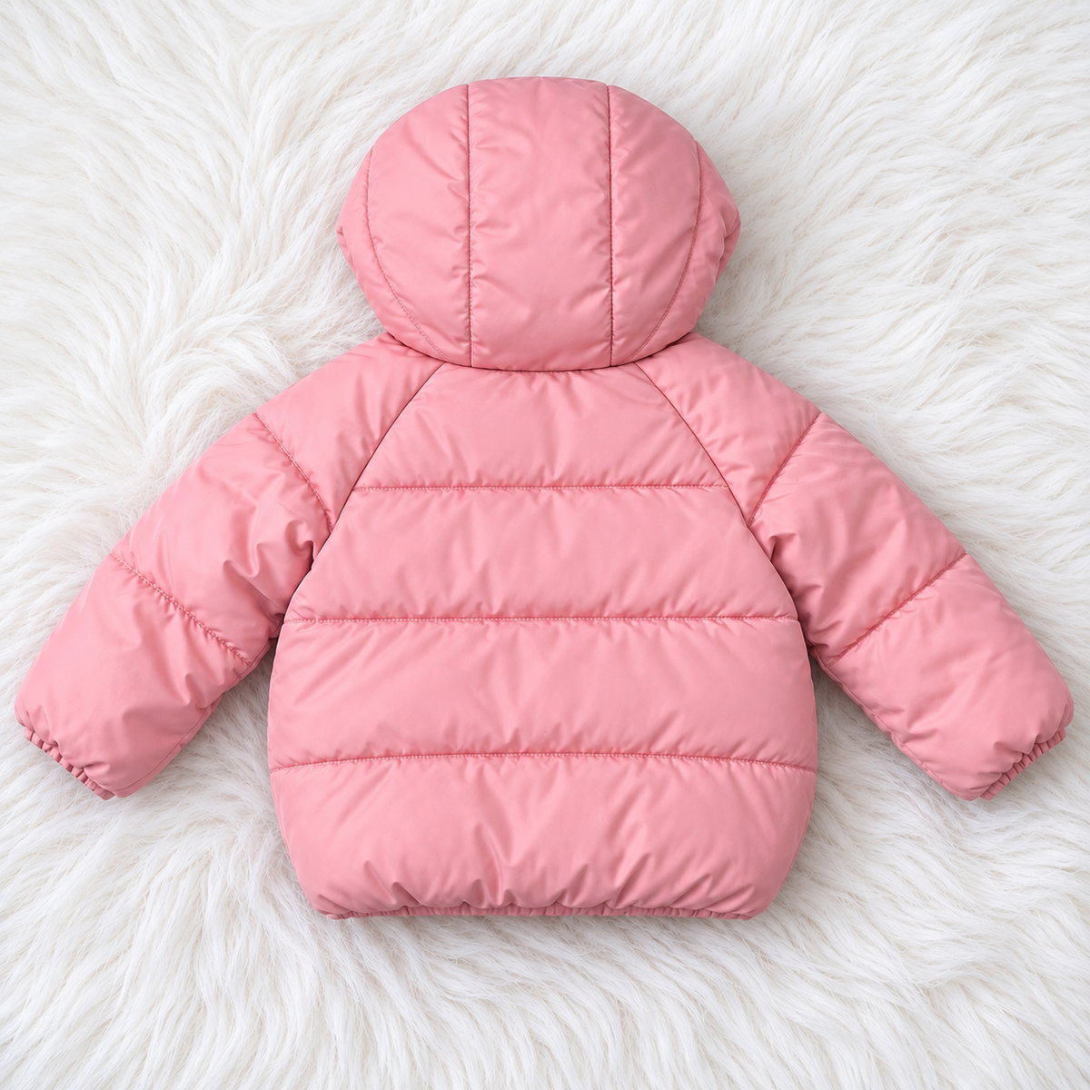 Old Navy pink puffer jacket size 3T back view